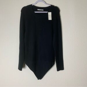 Abercrombie & fitch womens black ribbed long sleeve Crewneck bodysuit XL NEW